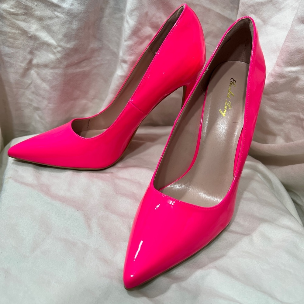 NWOT..Elisabeth Lang Ladys Stiletto Pumps Size 9 Color Barbie Pink 5”☑️ - Picture 8 of 9